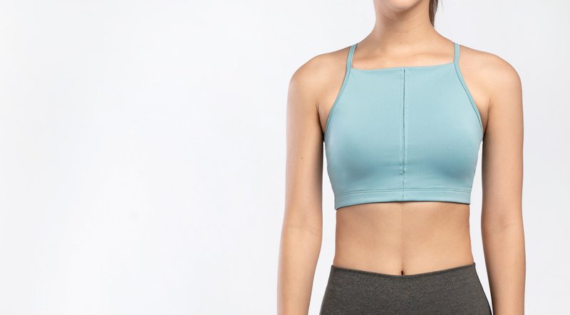 Square Crop Sports Bra in Aqua Blue - 女上衣/長袖上衣 - 聚酯纖維 藍色