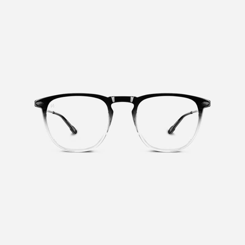 French Nooz Anti-Blue Light Flat Glasses Temple Portable (Transparent Lens) Rectangular-Gradient-Black Transparent - กรอบแว่นตา - วัสดุอื่นๆ สีดำ