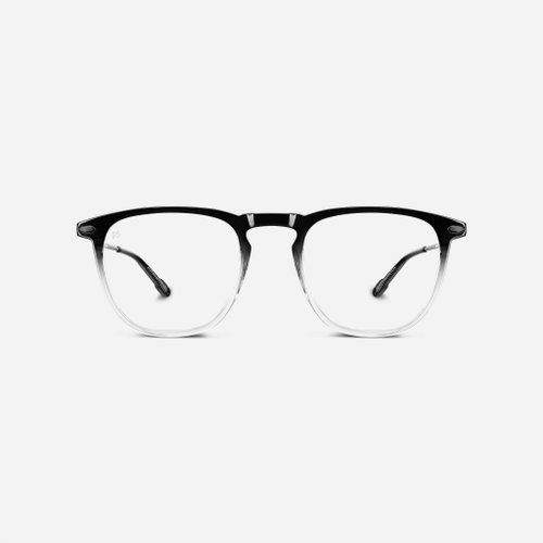 NOOZ OPTICS 法國眼鏡旗艦店 法國Nooz抗藍光平光眼鏡鏡腳便攜款(透明鏡片)矩形-漸變-黑色透明