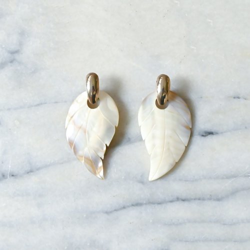 NaSuBi Vintage】螺鈿リーフピアスアンティークピアス