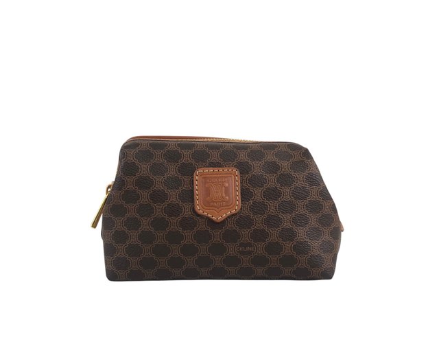 【CELINE】セリーヌ マカダム柄 ポーチ ブラウン ヴィンテージ CELINE セリーヌ マカダム ブラゾン型押し ポーチ ブラウン