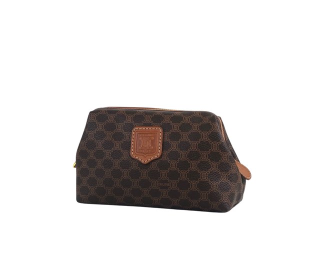 CELINE セリーヌ マカダム ポーチ ブラウン 日本直送 名牌中古包 】CELINE セリーヌ マカダム ポーチ