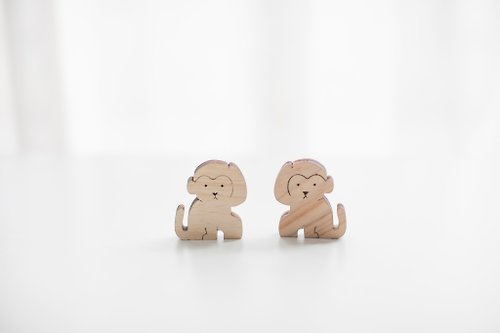 WOOD515 客製化七夕情人節姓名禮物白木/美檜原木淺色造型木 - 小猴monkey