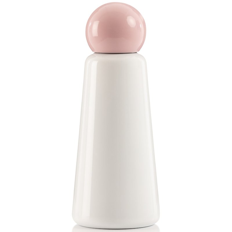 Skittle Bottle 500ML - White with pink cap - Vacuum Flasks - Stainless Steel White