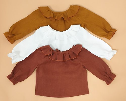 8 a.m.Apparel Natural linen boho blouse for baby / toddler girl, boho baby girl blouse