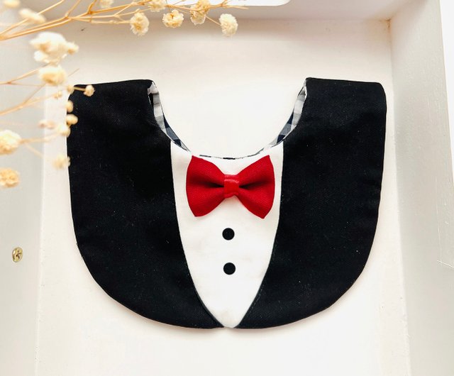Organic Reversible Bowtie Bib in Fog Dots Organic Reversible Bowtie Bib in Fog Dots