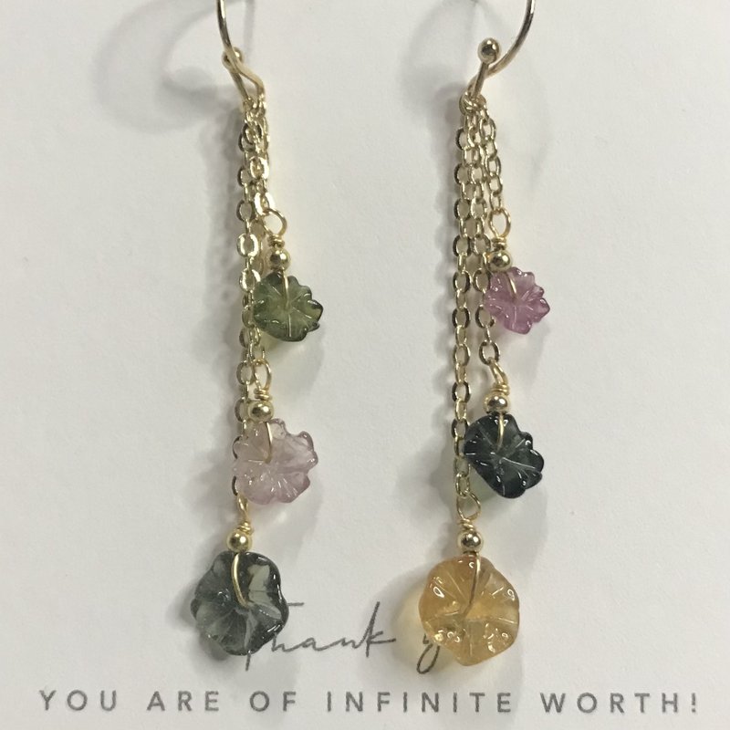 Lucky Vanves Crystal I Stone Tourmaline 14K Earrings I Candy Flower I Valentine's Day Gift - Earrings & Clip-ons - Crystal 