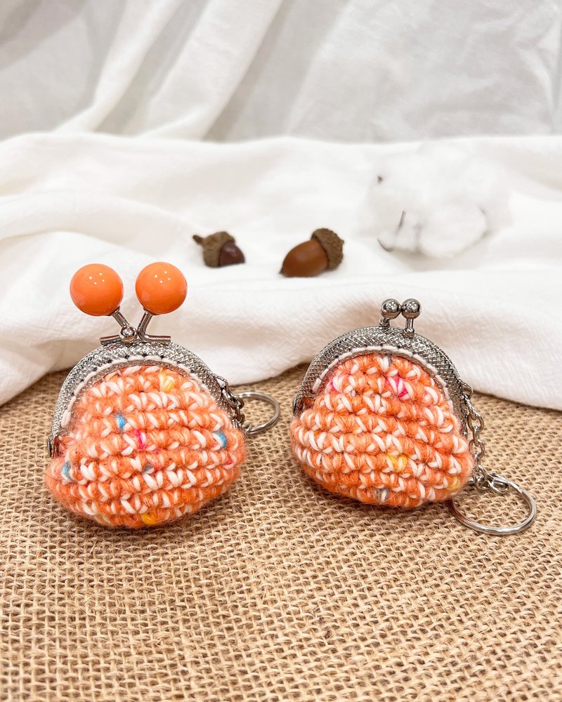 【ミニがま口ポーチ】キャンディーオレンジ - 定番＆限定モデル キーホルダー/チャーム - コインケース・小銭入れ - ウール 