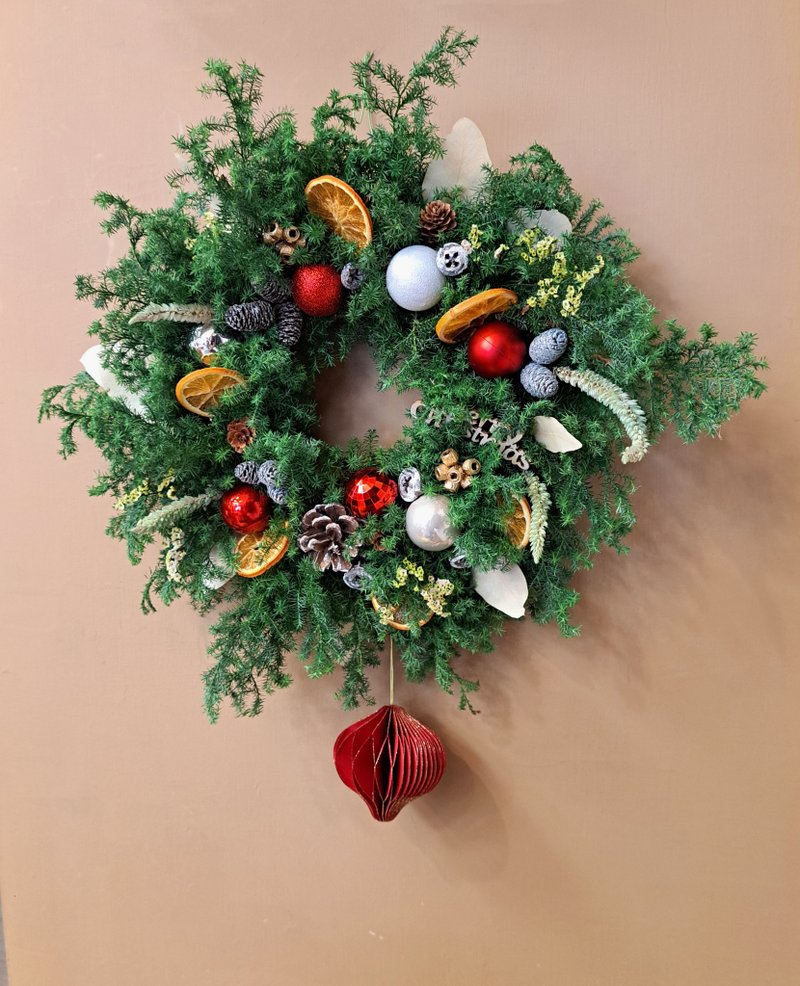 新鮮雪松經典豐收款聖誕花圈 - 乾燥花/永生花 - 植物．花 