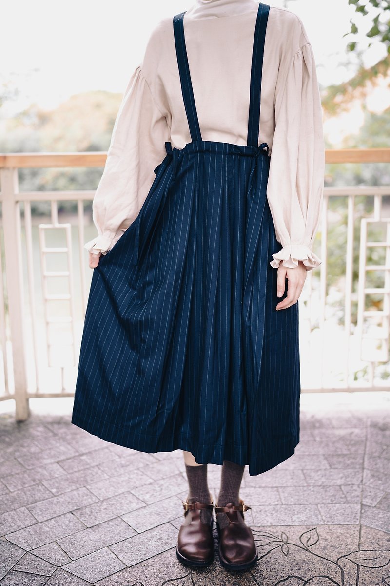Carol Adjustable Drawstring Wool Slip Dress | 2 Colors Available - กระโปรง - ขนแกะ สีน้ำเงิน