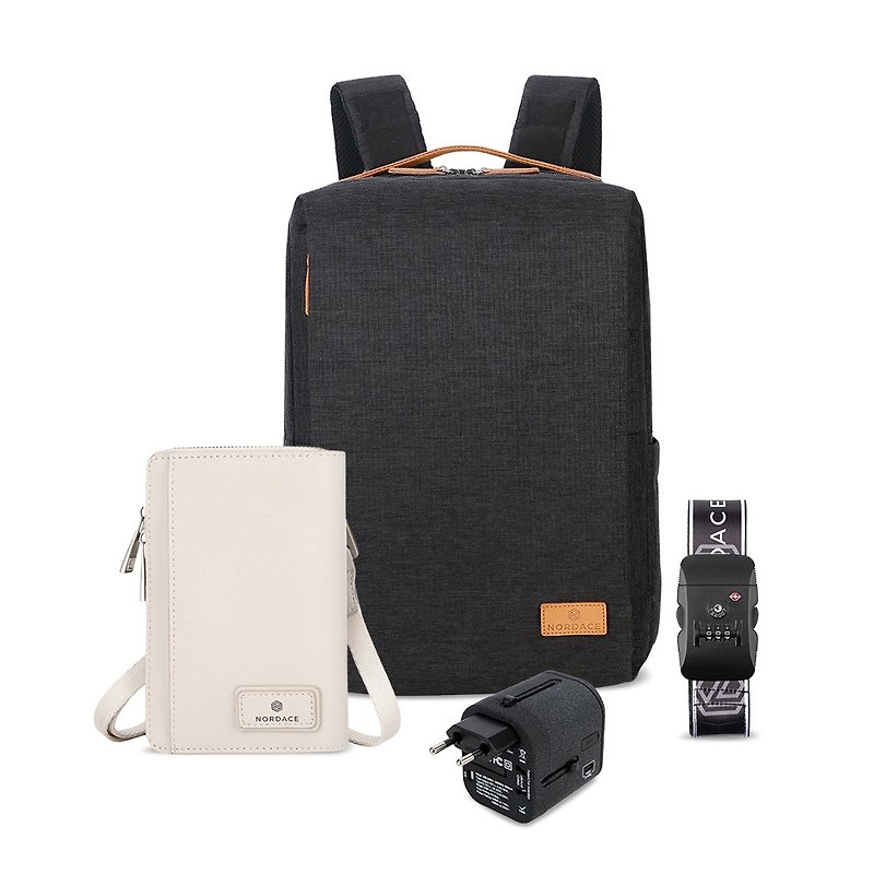 [Pinkoi Preferential Set] Outbound Travel Checkin Magic Set - 4 Pieces | Backpack + Passport Bag - Backpacks - Other Materials 