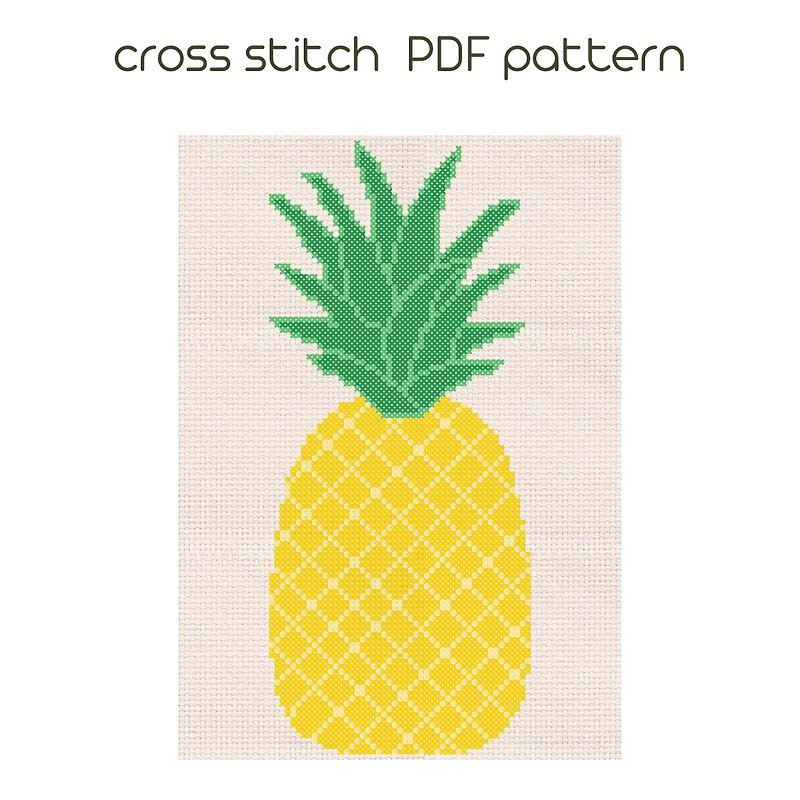 十字繡圖案 Pineapple cross stitch PDF pattern Easy Kids cross stitch /100/ - 手工藝教學/工具書 - 其他材質 