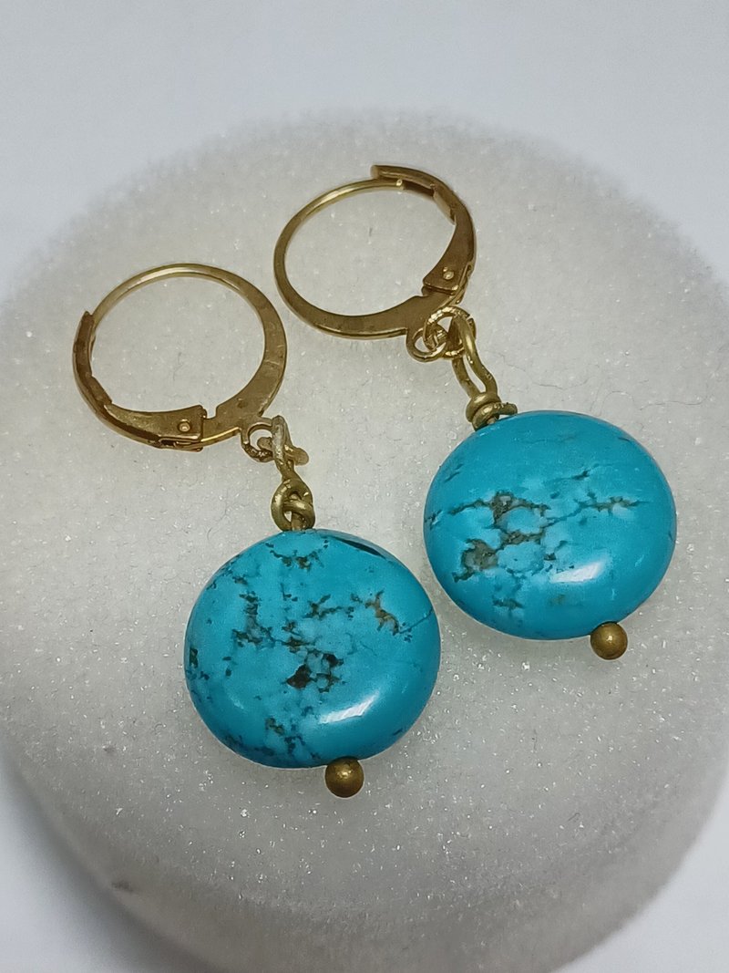 復古形綠松石耳環 - 耳環/耳夾/耳骨夾 - 半寶石 