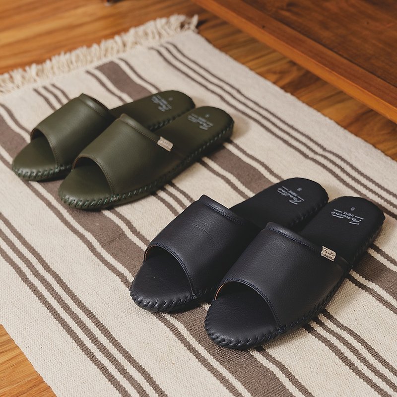 Spot-new color available∣FantinoMEN leather hand-stitched non-slip indoor slippers (men's models) a total of 6 colors - รองเท้าแตะในบ้าน - หนังแท้ หลากหลายสี