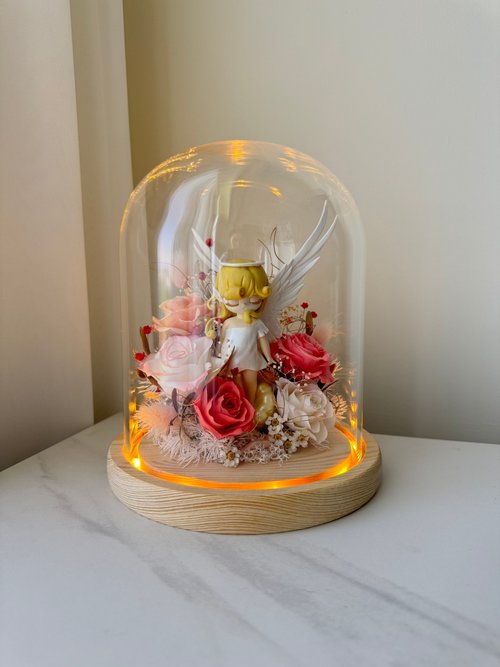 Eternal Parterre 永恆花壇 永生花-白衣天使 不凋花 玫瑰 夜燈 玻璃罩 生日送禮 情人節禮物