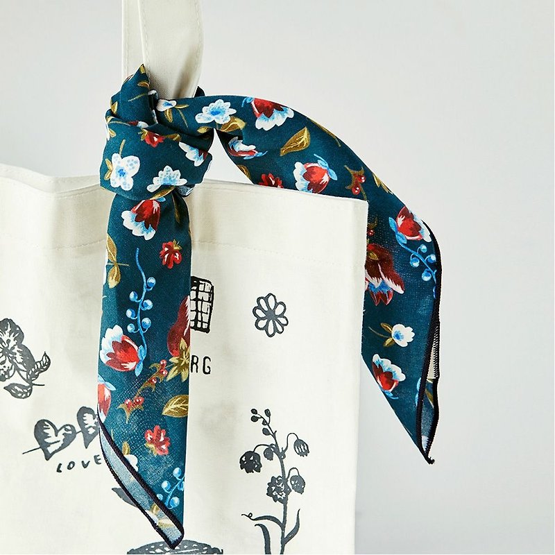 7321Design-Nathalie Lete designer scarf handkerchief - tulips, 7321-08670 - อื่นๆ - ผ้าฝ้าย/ผ้าลินิน สีน้ำเงิน