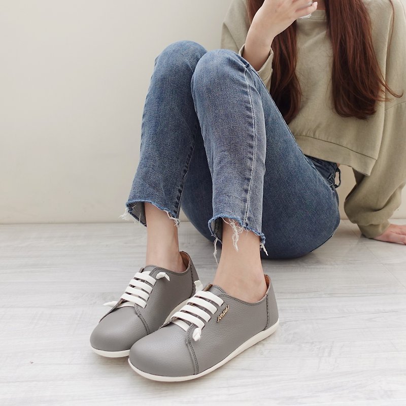 [Wide-foot friendly] MIT comfortable steamed bun shoes. Genuine Leather. Calf Gray 2818 - Women's Casual Shoes - Genuine Leather Gray
