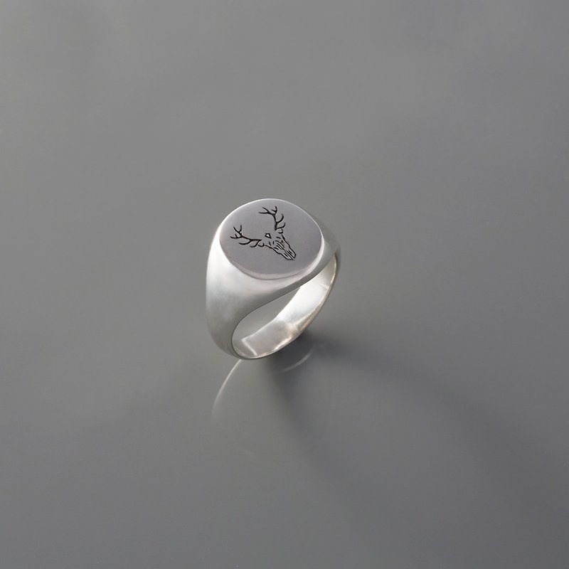 Frankness Original | 925 Sterling Silver Deer Ring - Hand / Gift / Customized / Customized / Lettered - แหวนทั่วไป - โลหะ สีเงิน