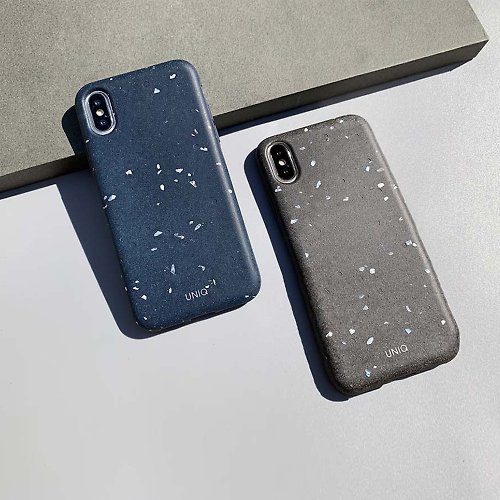 UNIQ iPhone XS/XS Max Element手工貝殼混水泥手機殼-藍色