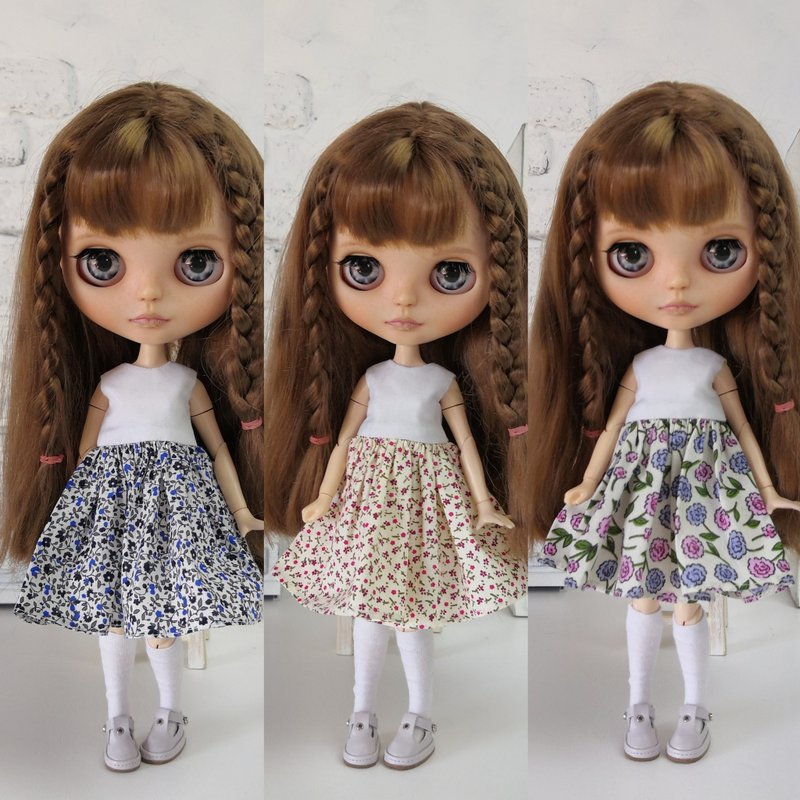 Set summer sleeveless dresses for doll Blythe. Clothes for Blythe doll - 玩偶/公仔 - 棉．麻 