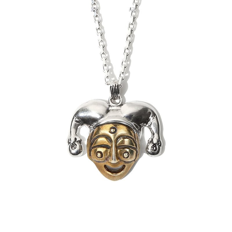 Korea traditional Mask Pierrot Gaksi Tal Silver necklace / Tal - 3 - สร้อยคอ - โลหะ สีเงิน