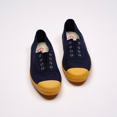 CIENTA 西班牙帆布鞋 西班牙帆布鞋 CIENTA J70997 77 深藍色 黃底 經典布料 大人