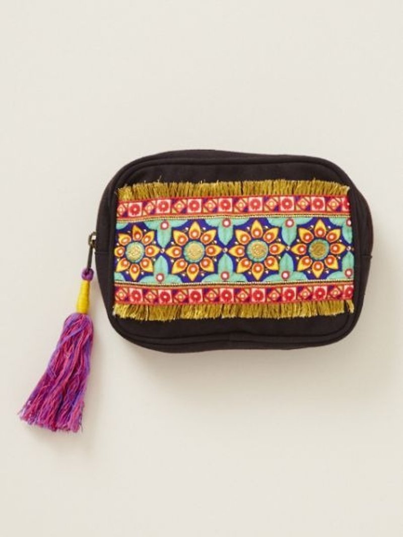 【Pre-order】 ☼ ethnic flower tassel package package ☼ (four-color) - Toiletry Bags & Pouches - Cotton & Hemp Multicolor