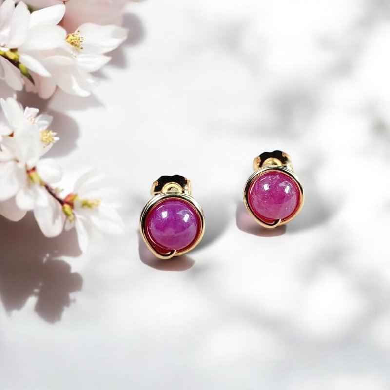 Ruby Stud Earrings | 14K Gold Filled | 925 Silver | Gemstone | Jul Birthstone - Earrings & Clip-ons - Gemstone Red