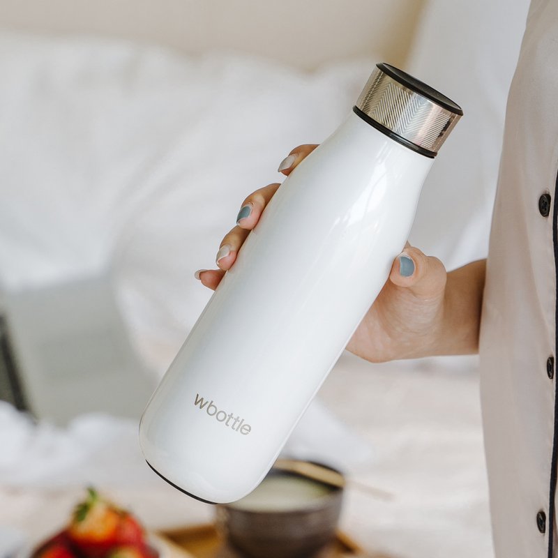 01LIV x wbottle 500ml不銹鋼雙層真空茶滤防漏保溫瓶環保杯白色 - 保溫瓶/保溫杯 - 環保材質 白色