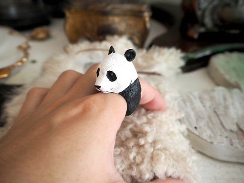TIMBEE LO shop CLING日本立體熊貓戒指刺蝟老虎花豹熊貓鸚鵡松鼠小豬山羊北極熊