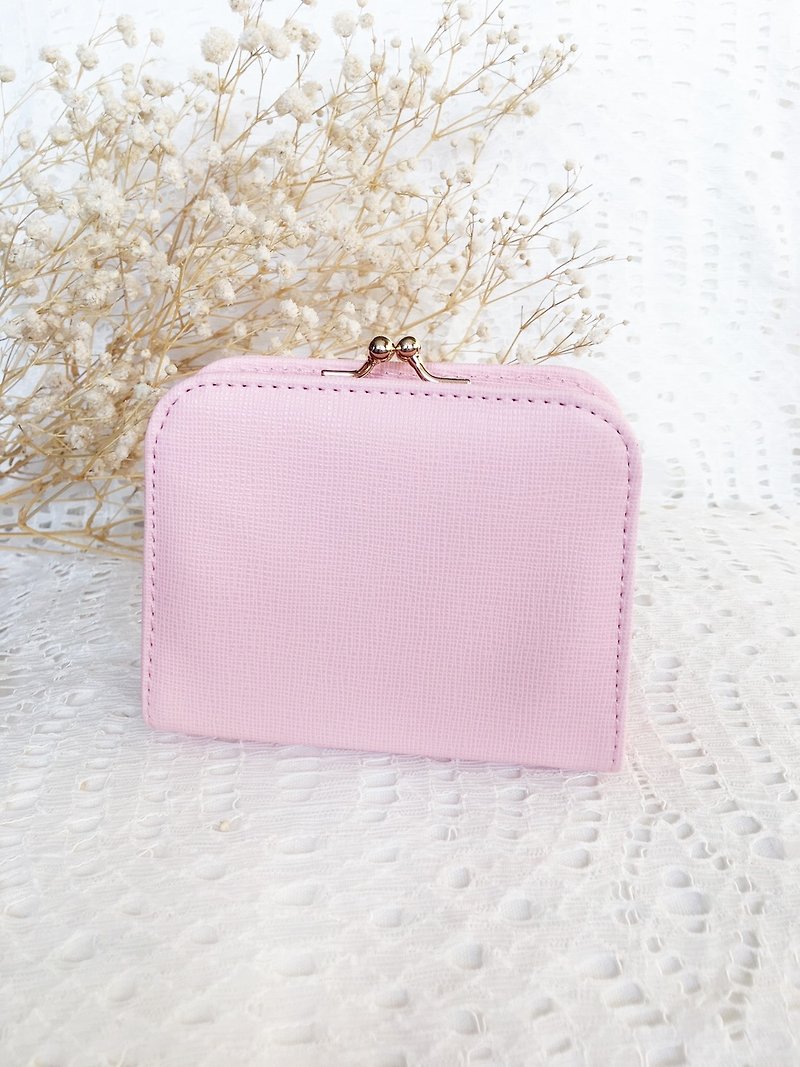 Handmade Gifts new "big mouth gold purse" cherry pink / New Year Valentine's Day gift exchange - Coin Purses - Genuine Leather Pink