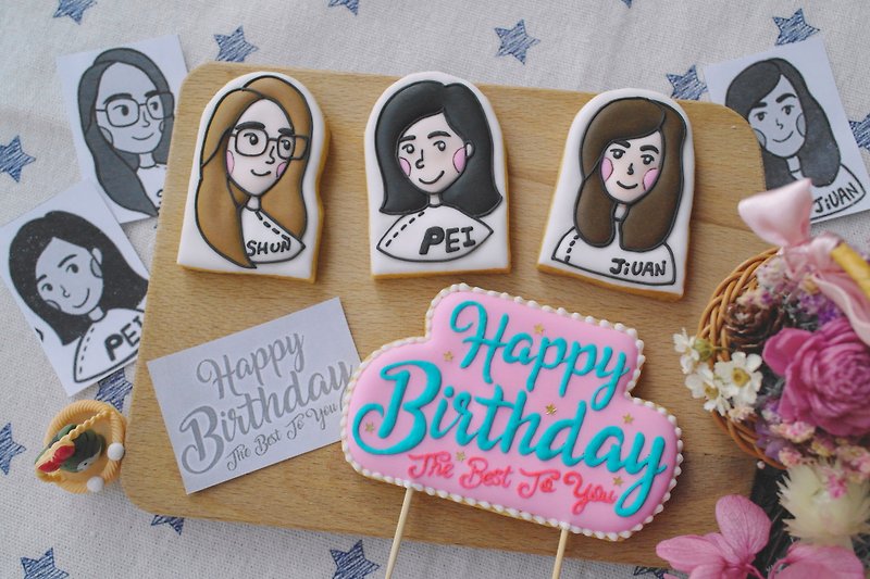 Collection of custom birthday cake decorations / icing biscuits - Handmade Cookies - Fresh Ingredients 