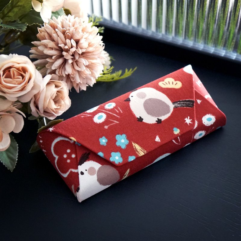 Glasses Case - Chubby Bird(RD) - Eyeglass Cases & Cleaning Cloths - Cotton & Hemp Red