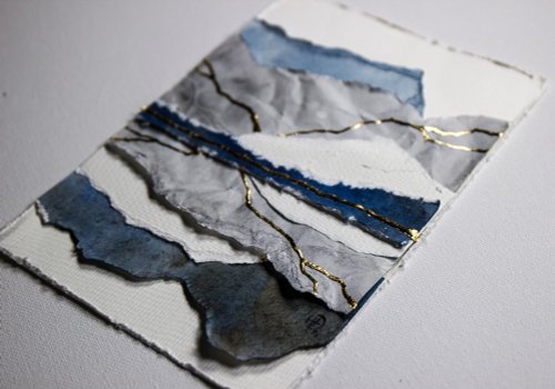 抽象風景画 オリジナルアート ミクストメディアアートワーク
