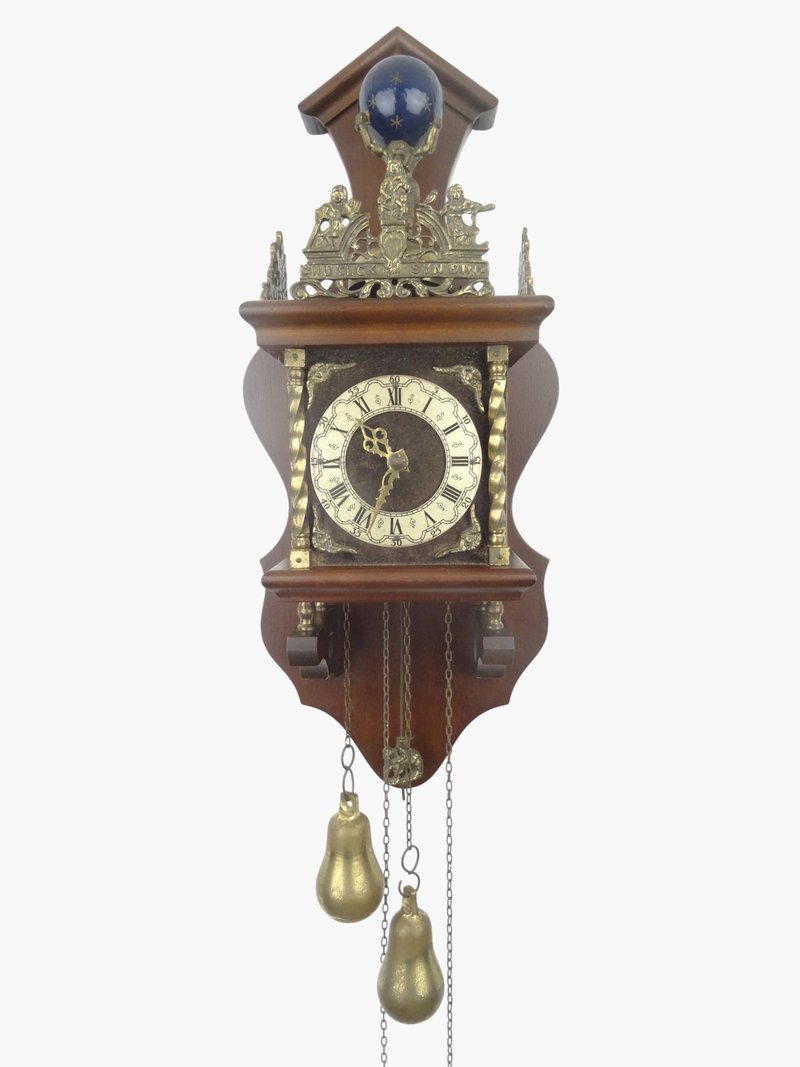 Zaanse Dutch Warmink Wall Clock Vintage Antique 1 day (WUBA Junghans Era) - 時鐘/鬧鐘 - 木頭 咖啡色