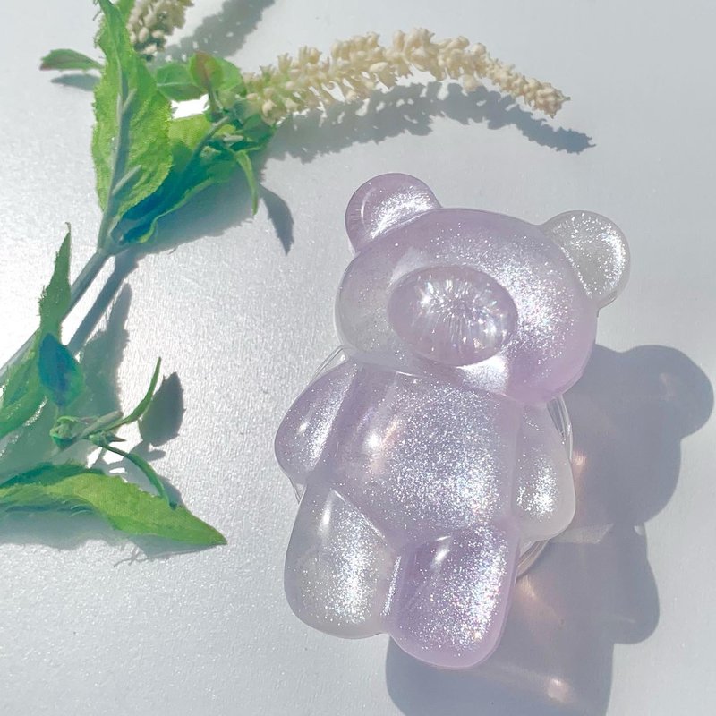 Purple marble bear smartphone grip - อุปกรณ์เสริมอื่น ๆ - เรซิน สีม่วง