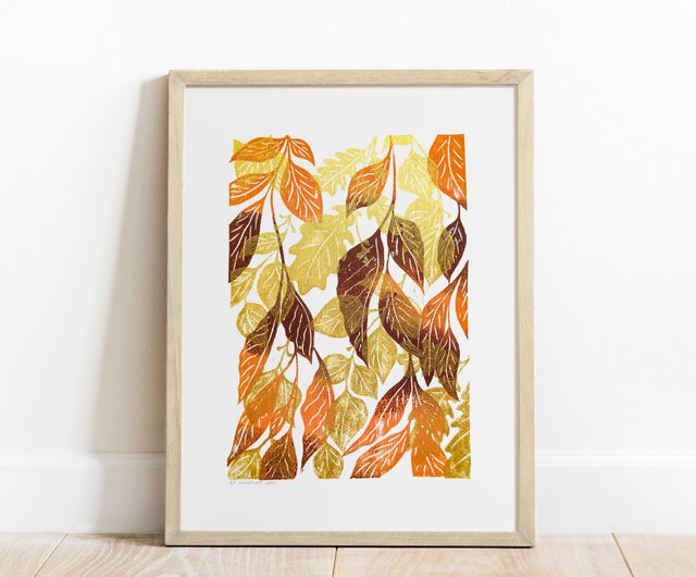 Autumn. Linocut 4 colors on offers paper.