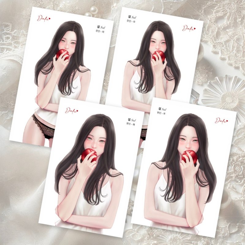 SEOL 4 types MIX sticker (dake) girl stickers - 貼紙 - 紙 白色