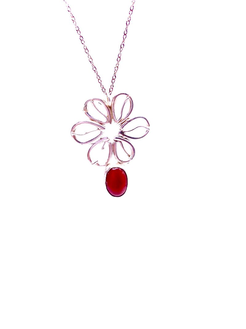 Sakura pendant necklace - สร้อยคอ - เงิน สีเงิน