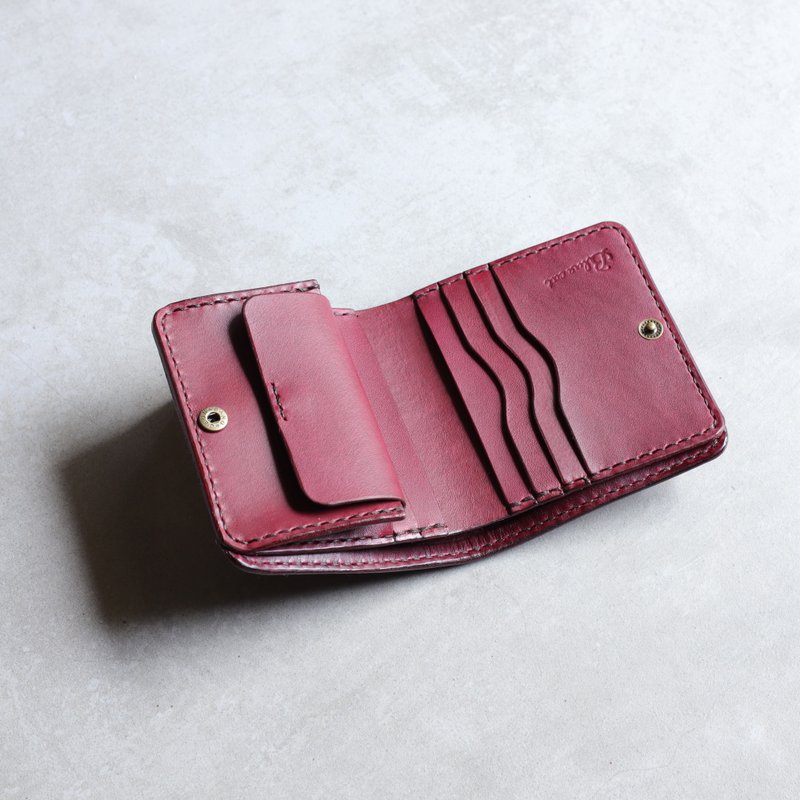 Crafted 短夾∣勃艮地酒紅植鞣牛皮革∣多色 - 錢包/皮夾/長短夾 - 真皮 紫色