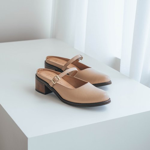 La Fille 樂菲真皮手工鞋 日光仙女穆勒鞋 奶茶