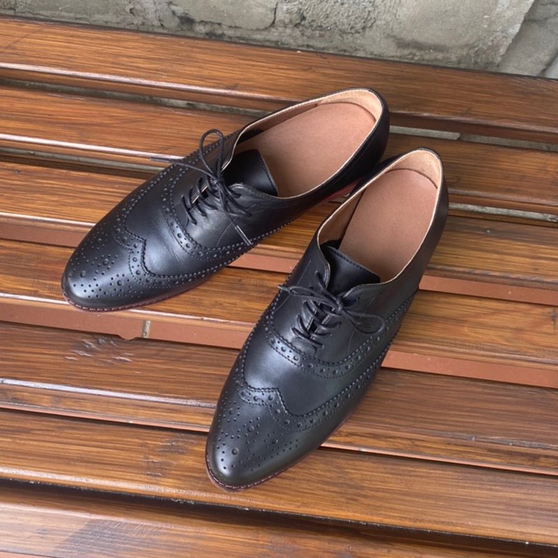 Five times coupon discount]Extend classic Oxford shoes benzene dyed and polished leather shoes black - รองเท้าอ็อกฟอร์ดผู้หญิง - หนังแท้ 