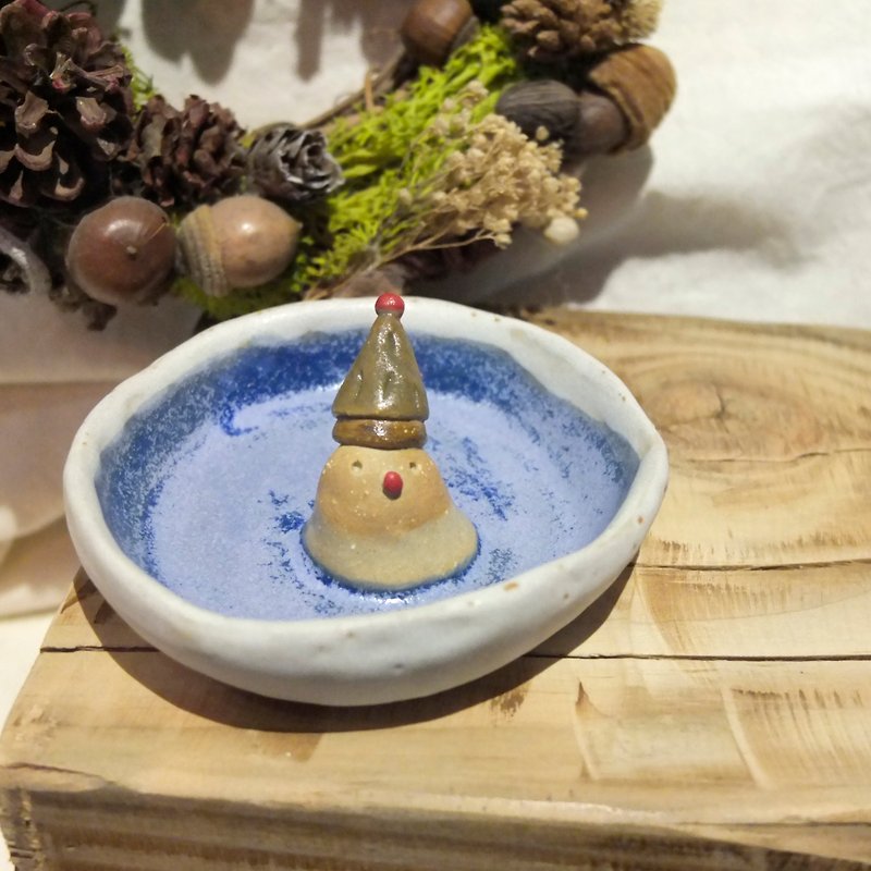 Bathing snowman dish part2 - จานเล็ก - ดินเผา 