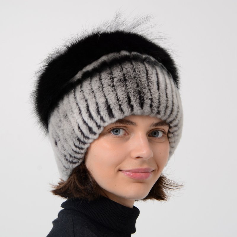 Knit Fur Hat Women Winter Rabbit Fur Hat Warm Fur Pom Pom Hat Wool Hat - หมวก - ขนแกะ หลากหลายสี