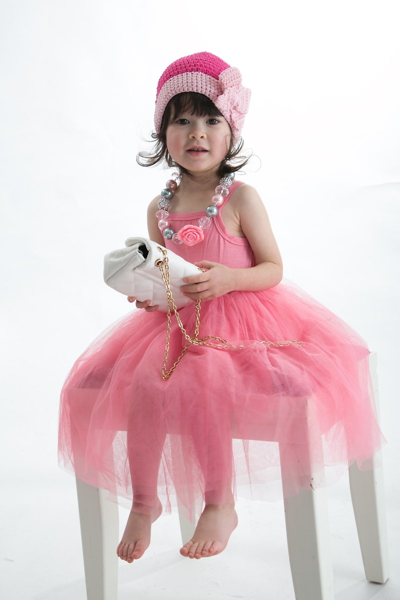 Plain spatula one-piece veil dress Dress Tu Tu-Dusty Pink - Kids' Dresses - Polyester Pink