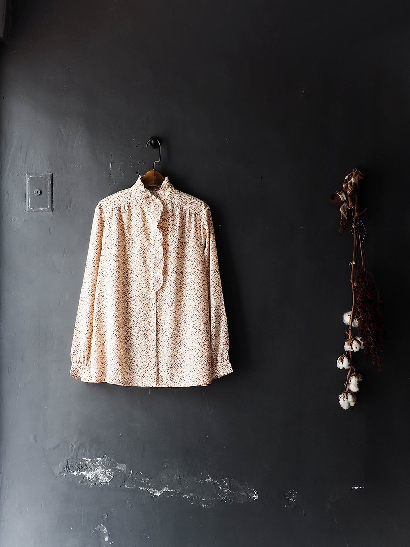 Kawasui - Fukushima Fine Folding Embossed Collar Court Maiden Antique Thread Spinning Shirt Top shirt oversize vintage - Women's Shirts - Polyester Orange