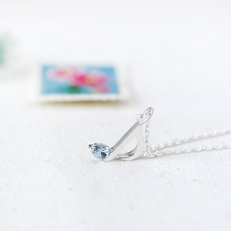 Aquamarine Eighth Note Necklace Silver 925 - Necklaces - Other Metals Blue