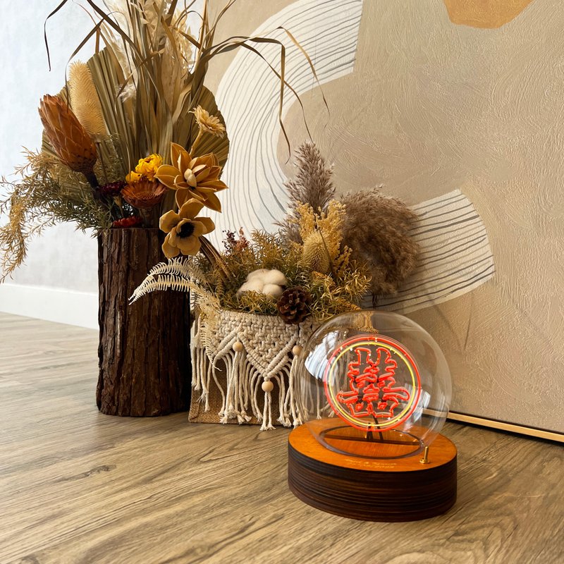 客製化禮物 (囍) 玻璃圓球燈- Led neon light 燈 字句 人像 - 燈具/燈飾 - 玻璃 多色