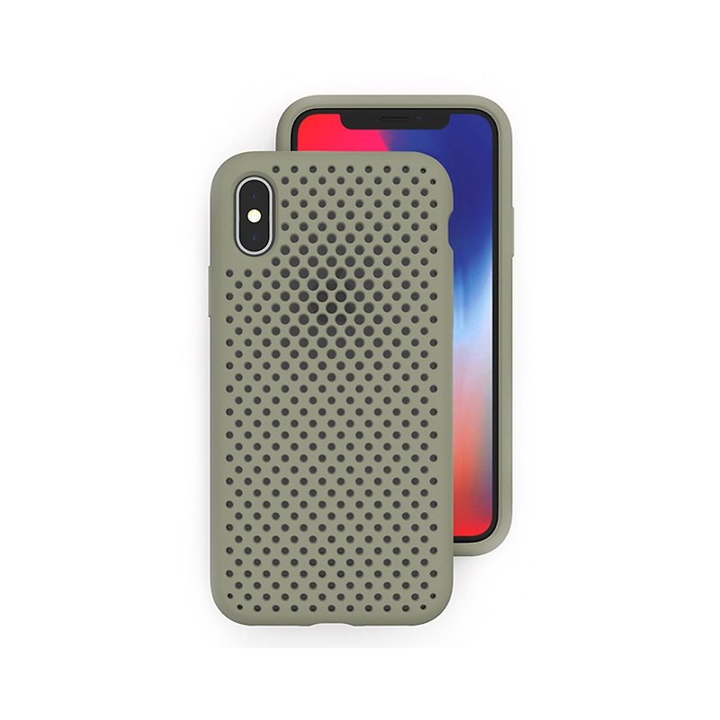 AndMesh iPhoneX/Xs Japan QQ network soft anti-collision protective cover - mud green 4571384958400 - Phone Cases - Other Materials Green