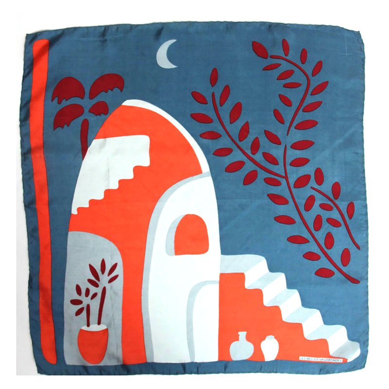 Mini Kasbah Bleu Blue 真絲小方巾 - 絲巾 - 絲．絹 多色